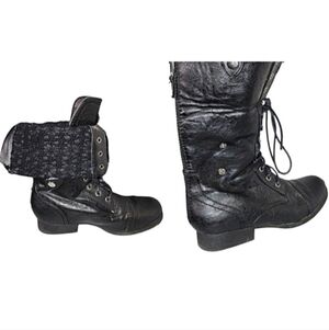 Women's Wild Diva Lounge Black Combat Boots Size 7.5